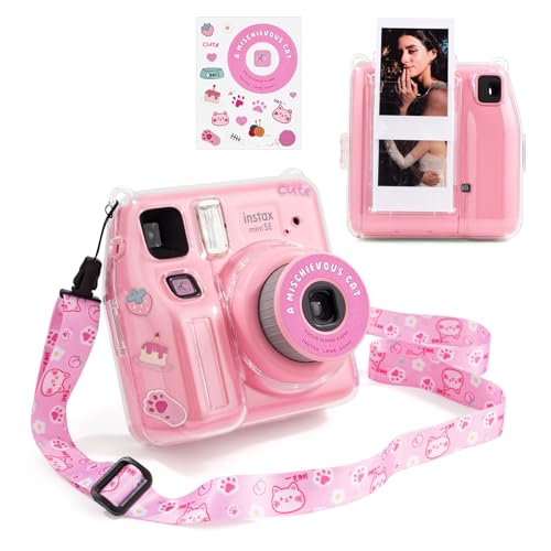 Funda Transparente para Fuji Mini SE con Correa Rosa
