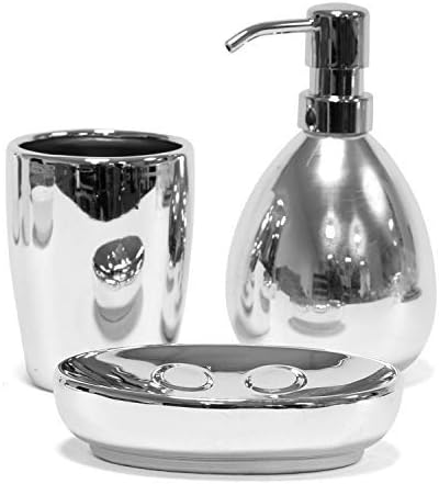 Jonas Set of 3 Bathroom Accessories (1 Soap Dish, 1 Soap Dispenser and 1 Tumbler) silver