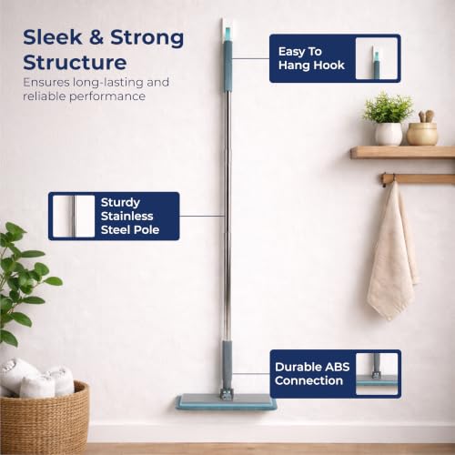 Image of Lifelong 180 Rotating Flat Floor Mop with 2 Microfibre Cloth Refills Included | Replaceable & Washable Microfiber Pads | Stainless Steel Handle |Easy Cleaning Mop for Tile, Marble, Hardwood