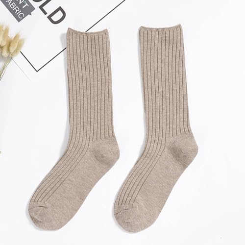 Image of Women Crew Dress Socks Cotton Solid Color Slouch Sock for Dressy Shoes 5 Pack