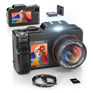 LIYTIFOR 5K Digital-Cameras-for-Photography, 80MP 18X Zoom Charcoal Black