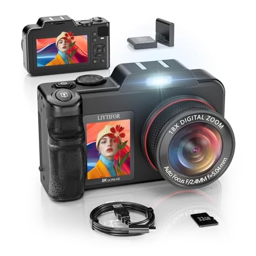 LIYTIFOR 5K Digital-Cameras-for-Photography, 80MP 18X Zoom Charcoal Black