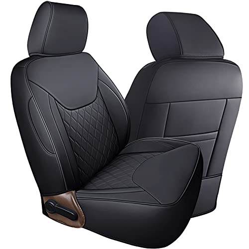 Coverado Jeep Wrangler Seat Covers Full Set, Waterproof Leather Car Seat Cover For Jeep Wrangler 4-Door Protect Seat Cushion Compatible With 2007-2017 Jeep Wrangler Jk Unlimited 4-Door (Black) #TOP6