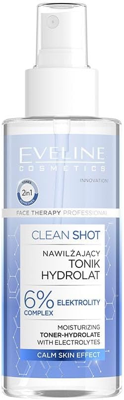 Eveline Cosmetics Face Therapy Professional Clean Shot nawilżający hydrolat toniczny z neroli i elektrolitami, wegańska formuła, 150 ml