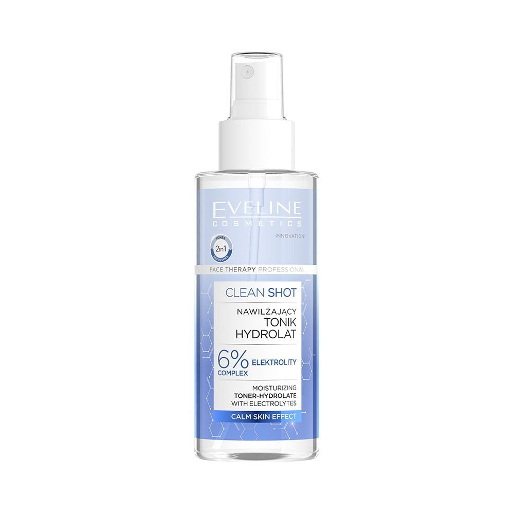 Eveline Cosmetics Face Therapy Professional Clean Shot nawilżający hydrolat toniczny z neroli i elektrolitami, wegańska formuła, 150 ml