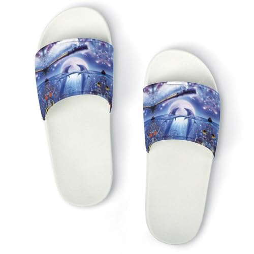 JZemdybill Pantuflas antideslizantes, deslizadores de tren de delfín para hombres y mujeres, toboganes de ducha, Blanco Estilo 11, 43.5 EU