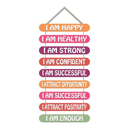 Image of I Am Healthy I Am Confident I Am Successful MDF Wall Hanging Decor
