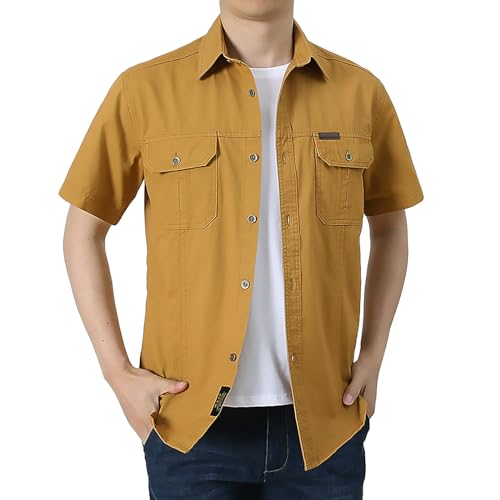 Chemise militaire homme coton manches courtes haut de travail d'été - 2