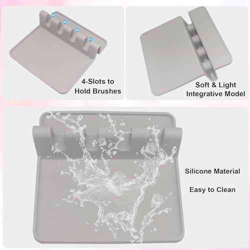 Image of 2 Packs Silicone Paint Brush Holder Paint Brush Stand Rest with 4 Slots Watercolor Oil Acrylic Painting