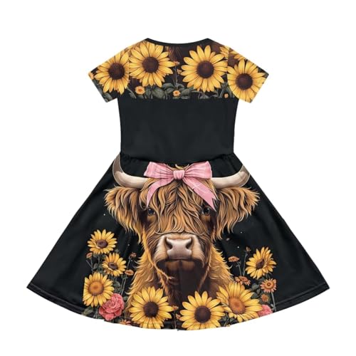 Kids Summer Dresses 2-14 Short Sleeve Dress for Girls Midi Length Palywear Dresses2
