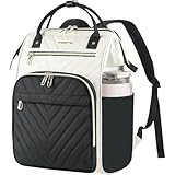 VANKEAN 17 Inch Laptop Backpack for Women Men Fashion Computer Work Bag, Large Capacity Waterproof Backpack with USB Port & RFID Pockets, College Daypack Business Travel, Beige-Black