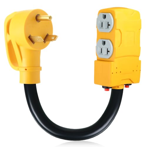 Kanayu NEMA TT-30P to 4X 5-20R/ 5-15R, RV Distribution Adapter, 1.8 FT