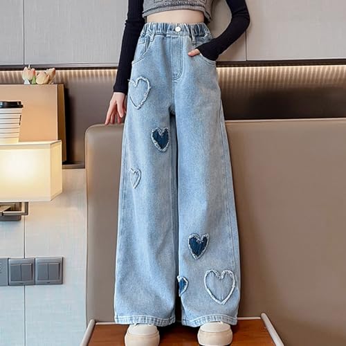 Stylish Girls Casual Wide Leg Jeans with Pockets Elastic Waist Design Lightweight Denim Pants for Everyday4
