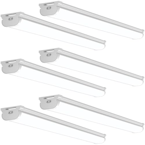 Image of Barrina LED Shop Lights 4FT, 6500K Super Bright White, 45W, 5000LM, Hidden Wiring, Linkable 4FT Light Fixture Cord with ON /Off, Frosted Cover, LED Ceiling Light for Workshop, Garage, Kitchen, 6 Packs