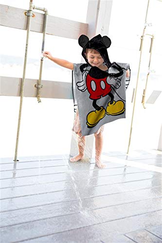 Jay Franco Disney Mickey Mouse Kids Bath/Pool/Beach Hooded Poncho - Super Soft & Absorbent Cotton Towel, Measures 28 X 28 Inches #TOP4