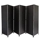 Jovmagic 6 Panels Folding Room Divider Hand-Made PrivacyWall Divider Screen, 6Ft Tall Double Weave P