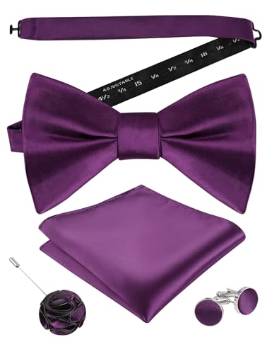 Image of Alizeal Mens 4pcs Formal Solid Bow Tie Set