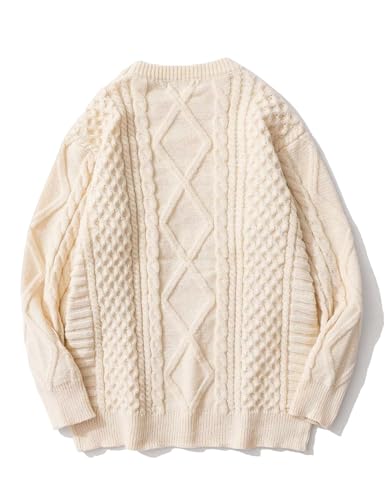 Vamtac Cable Knit Sweater Women Solid Oversized Pullover Sweaters Casual Vintage Crewneck Woven Tops