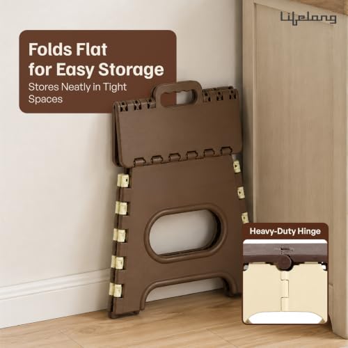 Image of Lifelong 12 Inch Foldable Plastic Step Stool | Heavy Duty Folding Stool for Adults & Kids with Carry Handle | Anti-Skid Portable Multipurpose Sitting Stool for Kitchen, Bathroom, Home, Garden