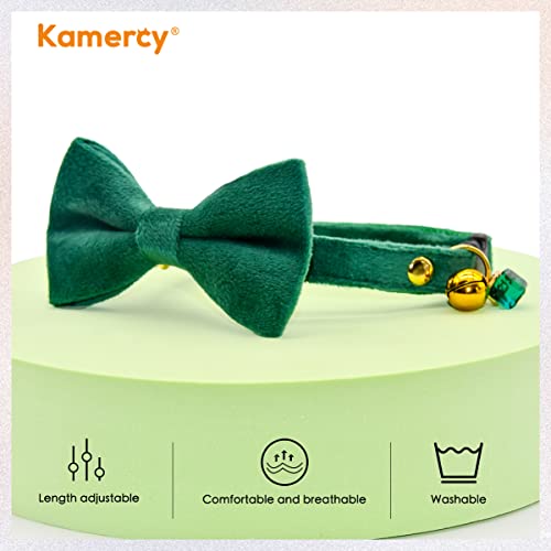 Kamercy Cat Collars Bow, Green Velvet Cat Collar, Cat Collars Bow With Charms And Bell, Safety Breakaway Cat Collar #TOP3