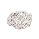 Shweta Creations Certified 18k White Gold Real Diamond Designer Ring For Women - 2.00 Cts Baguette Diamond Fine Rings For Girls Y