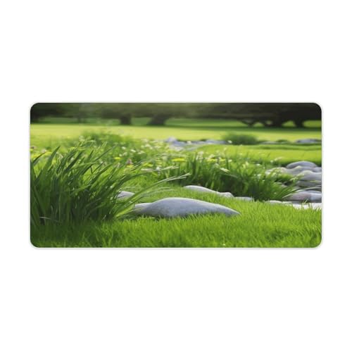 Sous-main de bureau motif herbe verte tapis de souris grand format pour ordinateur portable