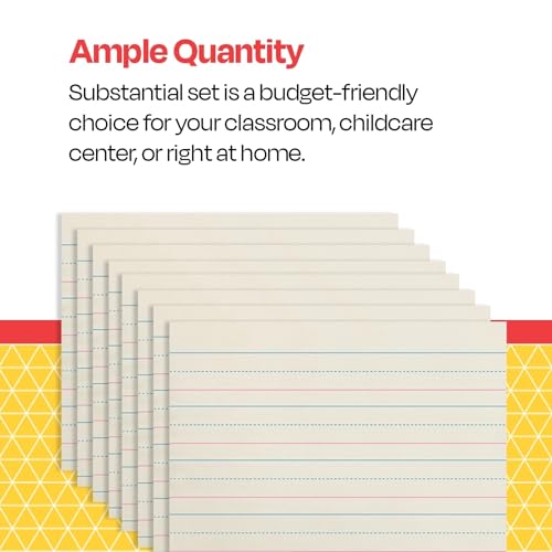 School Smart Zaner-Bloser Writing Paper, Handwriting Practice Lined Paper, Grade K Learning, 1-1/8 Inch Rule, 10-1/2 x 8 Inches, 500 Sheets (Pack of 10) - Image 5