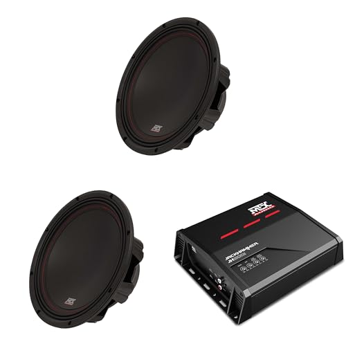 MTX JH5001 Jackhammer Series 500W x 1 @ 1-Ohm Class D Mono Block Amplifier, and (2) MTX 3510-02 35-Series 10