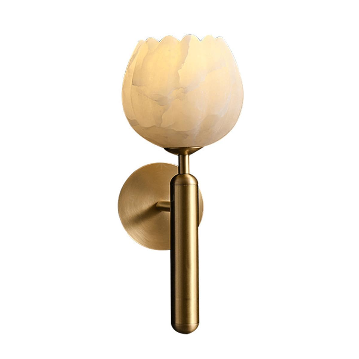 Granestner Modern Bud Shape Brass Wall Lamp - Luxurious Alabaster Sconce for Living Room, Bedroom, Bathroom - Stylish Copper Flower Wall Light Fixture