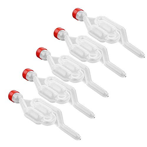 set 5 pezzi tubicini di fermentazione in plastica, trasparente, gorgogliatore per la fermentazione domestica di birra e per la produzione di vino