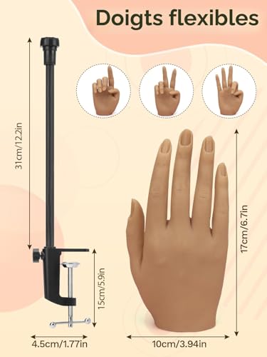 Deciniee Main D'Entrainement Manucure Silicone: Flexible Fausse Main Pour Ongle - Ajustable Main d Entrainement pour Ongle avec 240 Pièces Faux Ongles – vue 3