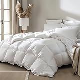 Serta Feather Down Comforter Full/Queen Size, Ultra Fluffy Lightweight Duvet Insert with Corner Tabs, Microfiber Cover All Season White Comforters, Skin-Friendly, 88'x88'