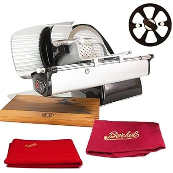 Berkel Slicer - Home Line 200 Plus - Electric Cutting Machine in Black - New Model + 100% Handmade Chopping Board Unique & Original Berkel Cover