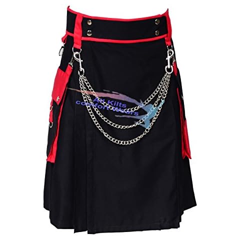 All Kilts Sports New Men's Fashionable Utility Kilt With Removeable Pockets & Chain (42) Cover