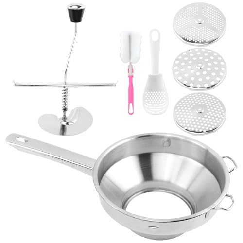 Ergonomic Food Mills With 3 Milling Discs, 8\" Stainless Steel Rotary Food Mill with Hand Crank for Tomato Sauce, Mashed Potatoes(Sliver)