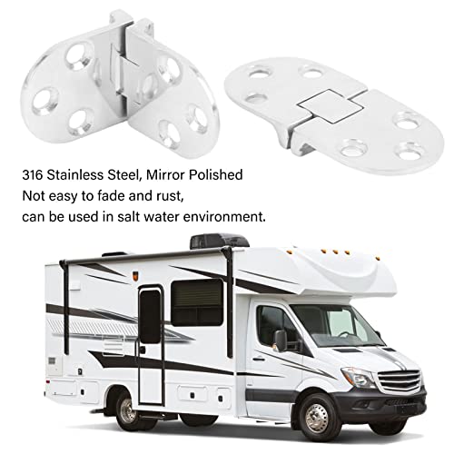 2 Stück Ovale Klappscharniere,Tischklappenscharnier,180 Grad Scharniere Klappbar Runde Klappscharnier 66 x 30 mm Edelstahl Schwere Selbsttragende Klapptisch Scharniere für Boot, Wohnmobil, Türfenster