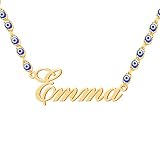 DayOfShe Personalized Layered Evil Eye Necklace with Name 18K Real Gold Plated Third Eye Choker Protection Necklace Jewelry Gift for Women