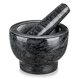 Velaze Marble Mortar and Pestle Set, 300 ml Mortar and 5.1 inch Pestel, Grinder and Crusher, Grind S