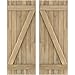 Ekena Millwork ARW102BB621X38UNH Americraft Six 2 Exterior Real Wood Joined Board-n-Batten Shutters w/Z-Bar (Per Pair), 21"W x 38"H, Unfinished