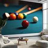 Modern Pool Billiards Sports Artwork Wallpaper Mural, Multicolor Large Art Wall Sticker for Bedroom Living Room Home Mural Décor 118 in x 83 in (W x H) (Not Self-Adhesive)