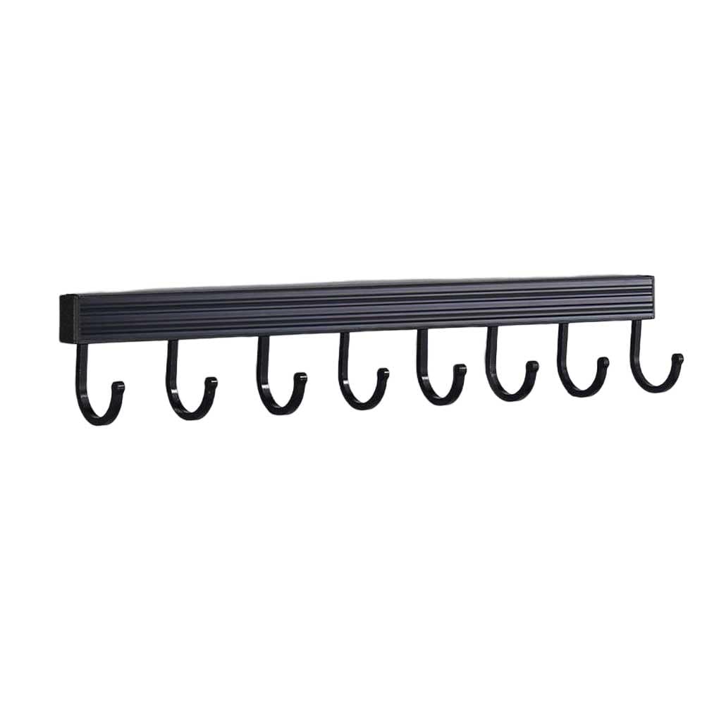 WOVEBIUS Wall Mounted Key Holder Organization Holders Home Indoor Keys Hat Fixed Hanger Kitchen Bathroom Multi-Hook Hanging Rack Black,8 Hooks