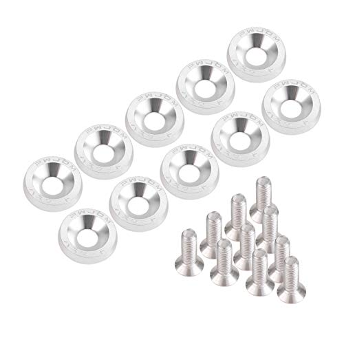 Mtsooning 10 Stück Universal M6 x 20 JDM Auto Schrauben Aluminium Stoßfänger Unterlegscheibe Unterlegscheib