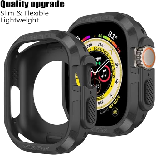 Image of Getsable Rugged Armor Cover Case for Apple Watch Ultra 2 /Ultra, Durable TPU Bumper Case for Apple Watch Ultra 49mm Case - Black