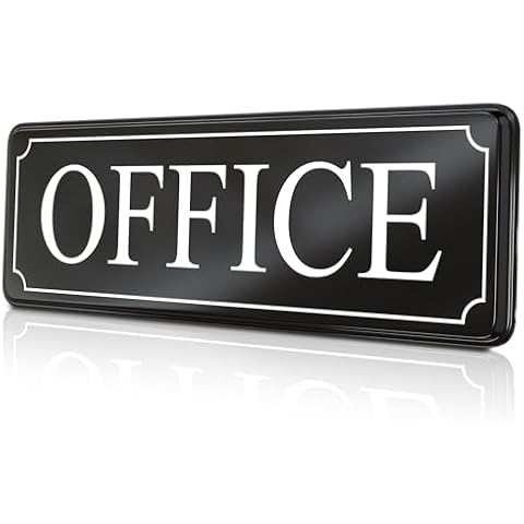 MolnijaPro - The Office Door Sign for Your Home and Business with Bigger Letters - Bright Acrylic Self-Adhesive Sign 9×3 in with Double Sided 3M Tape - Quick and Easy Installation Without Any Tools Cover