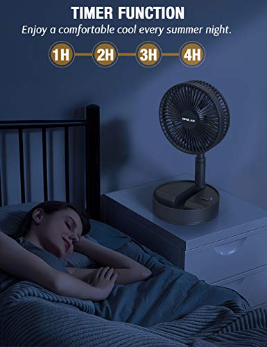 OPOLAR 2021 8-Inch Rechargeable Battery Operated Foldaway Fan, Remote Control, Oscillating, Timer, 7200mAh 4-Speed, Cordless Standing Pedestal Fan for Home Office Outdoor Camping Tent Travel - Thumbnail 6