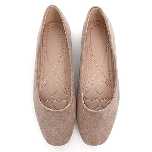 Image of ChaiRong Zhou Women Square Toe Ballets Flats Comfort Slip On Walking Shoes for Driving