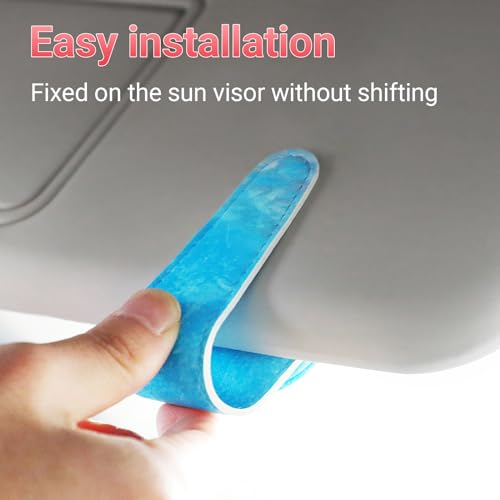 Image of KanSmart Sunglass Holder for Car Visor Sunglasses Clip Magnetic Leather Glasses Eyeglass Holder Truck Car Accessories for Woman Man -Blue Wave