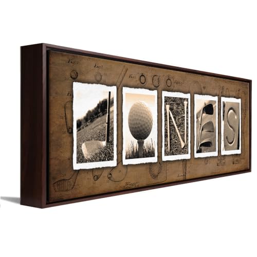Personalized Golf Name Art - Perfect and unique customized gift for the golfer or golf enthusiast (6.5 in x 18 in Block Mount - VINTAGE)