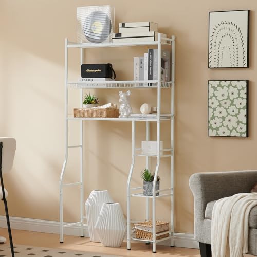 32.8" W x 12.2" D x 61" H White Standing Storage Shelves - 3+3 Tier Metal Shelving Unit, Heavy Duty Shelf Organizer for Living Room Bathroom Laundry Kitchen, Multi - Purpose Storage Rack Plant Shelf - Image 3