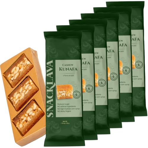 Snacklava Cashew Kunafa - 6 Pack (18 Pieces) - No Artifical Ingredients, Colors or Preservatives - Premium Handmade Pastries
